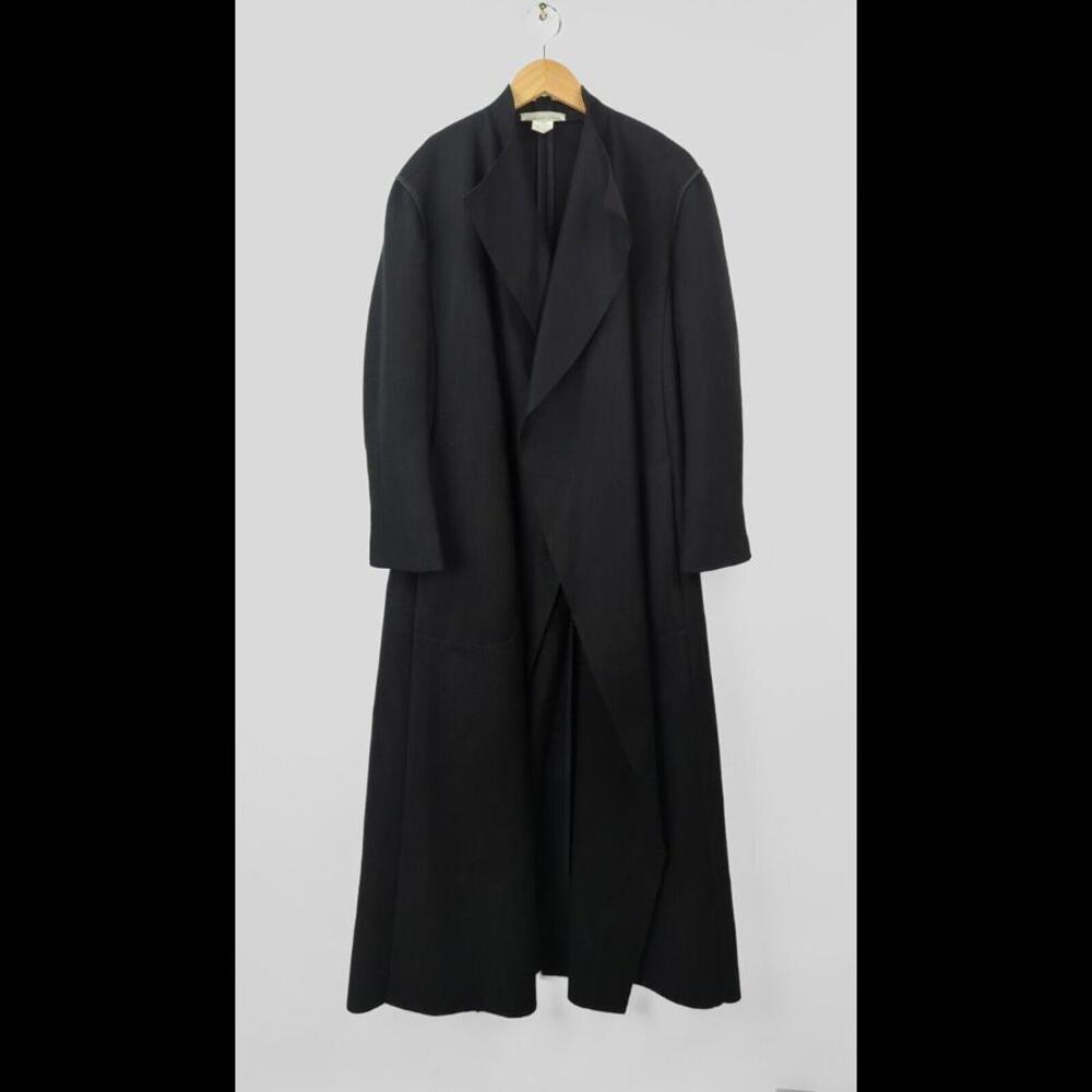 [SOLD] DRIES VAN NOTEN Women's Sz FR 36 US 4 Black Wool Open Front Raw Edge Coat